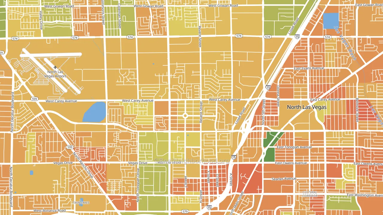 Vegas Heights, North Las Vegas, NV block-group voter-turnout map