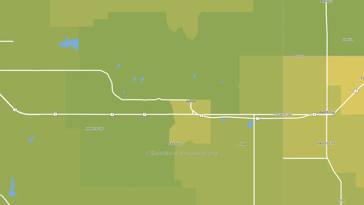 Velma, OK block-group voter-turnout map