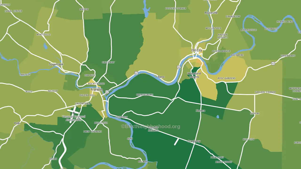 Venango County, PA block-group voter-turnout map