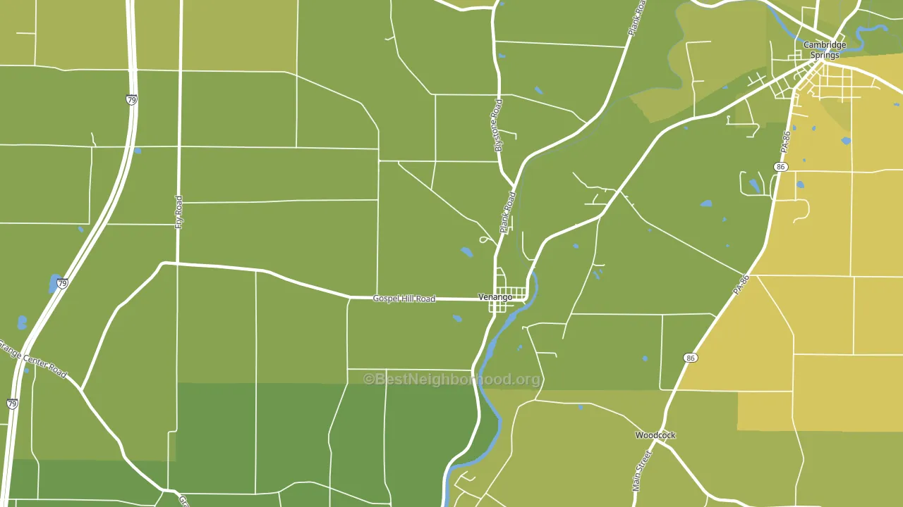 Venango, PA block-group voter-turnout map