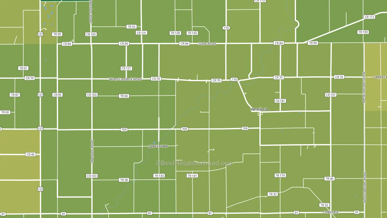 Venedocia, OH block-group voter-turnout map