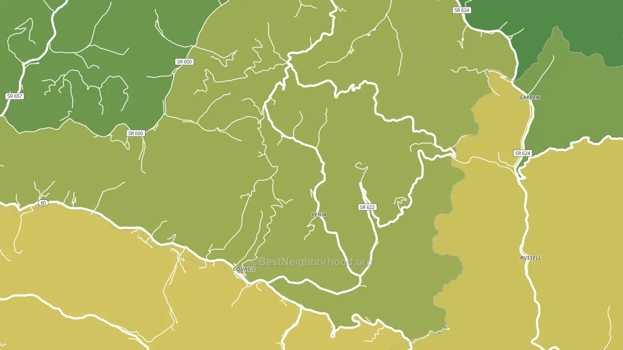 Venia, VA block-group voter-turnout map