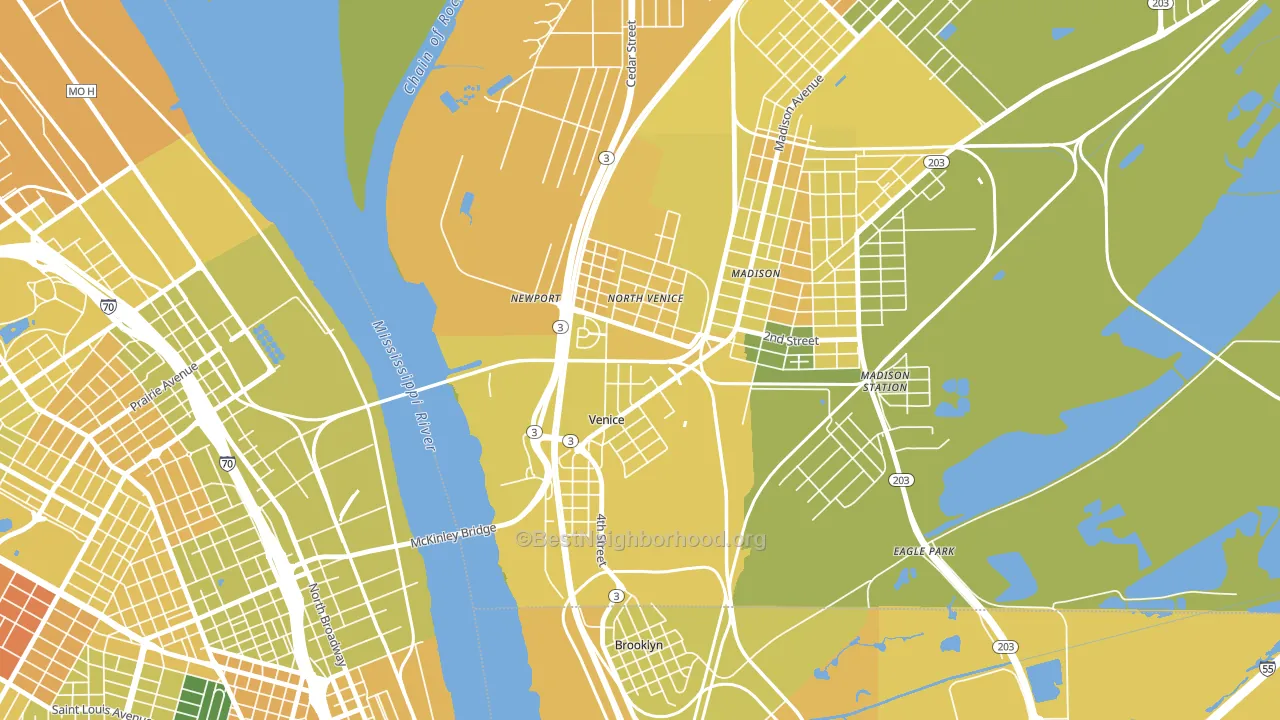 Venice, IL block-group voter-turnout map