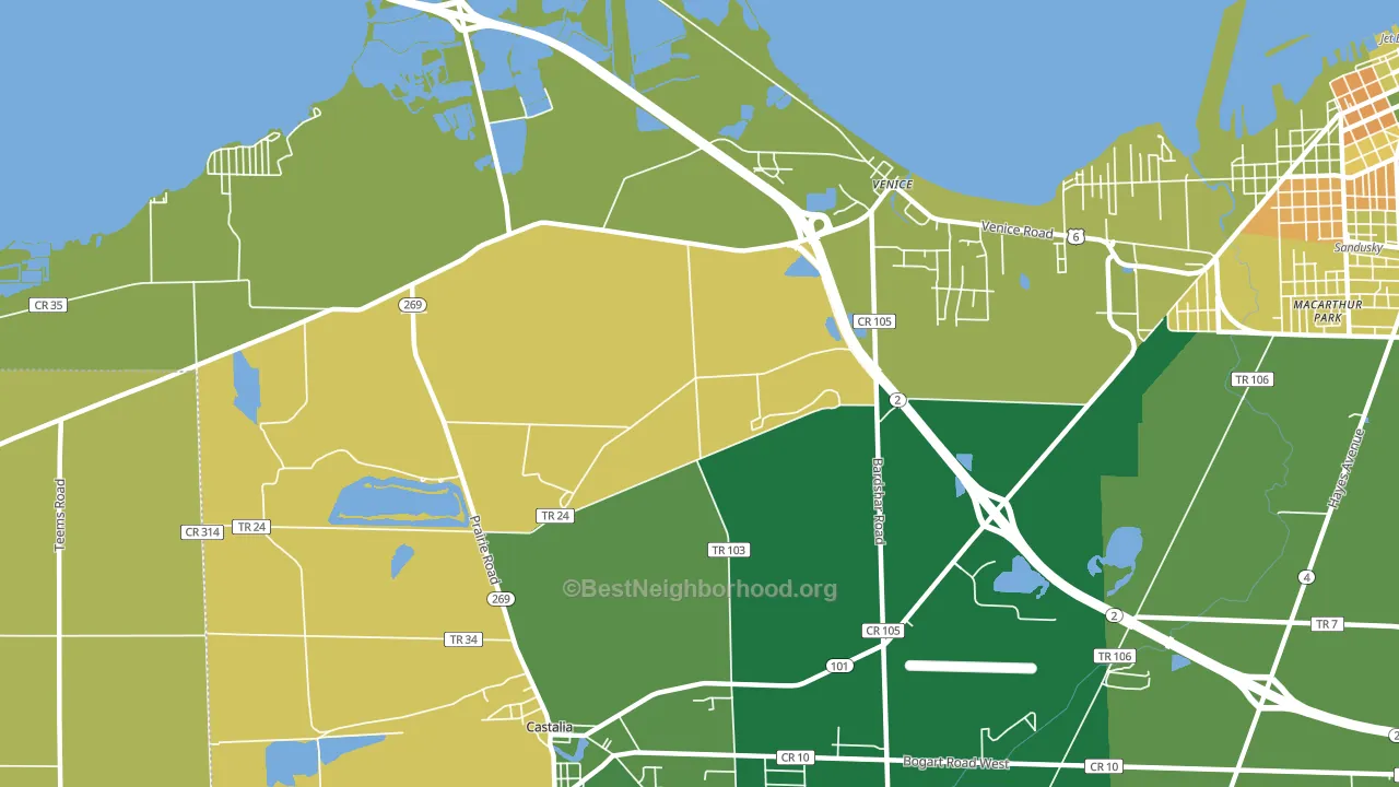 Venice, OH block-group voter-turnout map