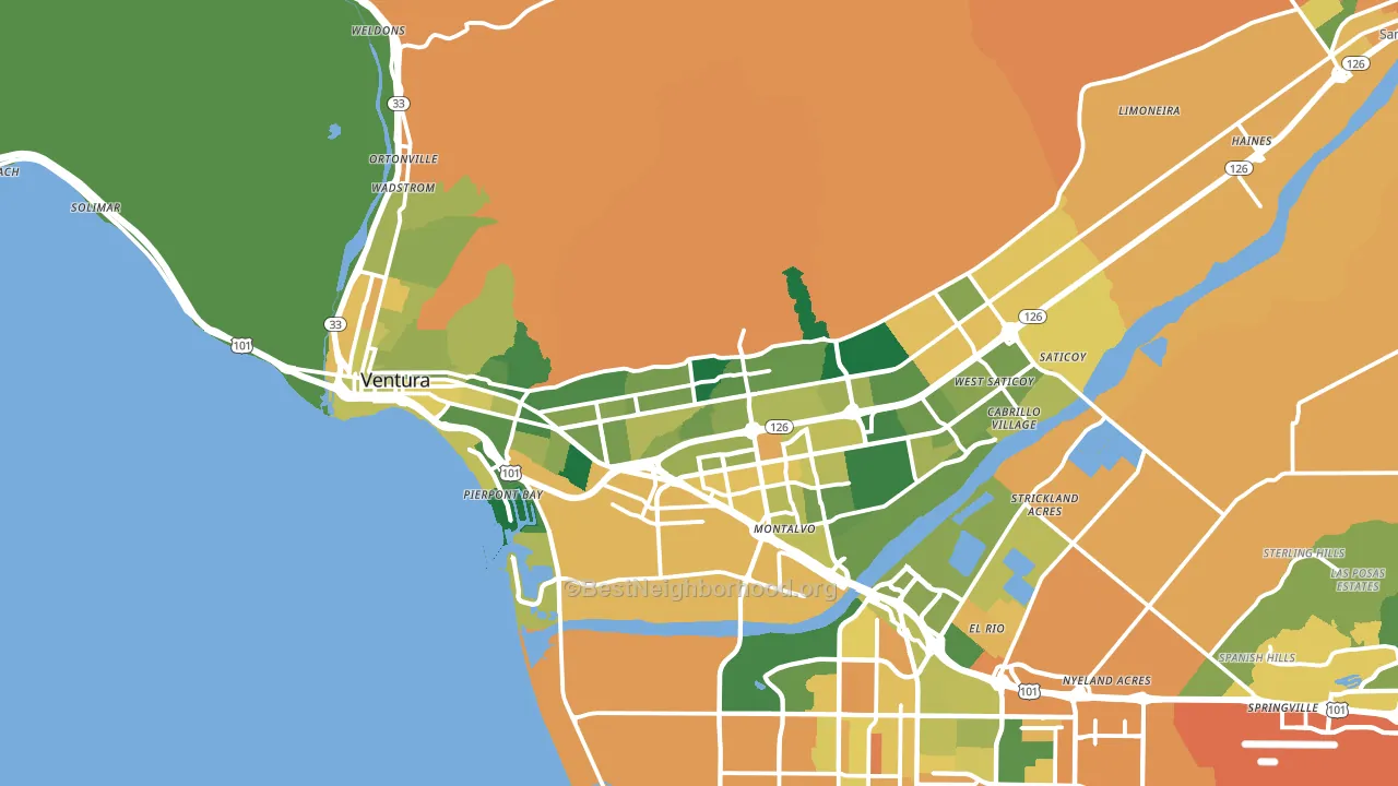 Ventura, CA block-group voter-turnout map