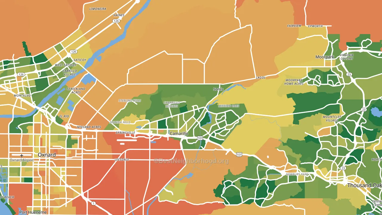 Ventura County, CA block-group voter-turnout map
