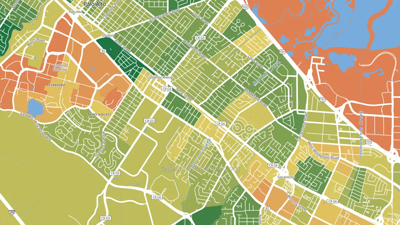 Ventura, Palo Alto, CA block-group voter-turnout map