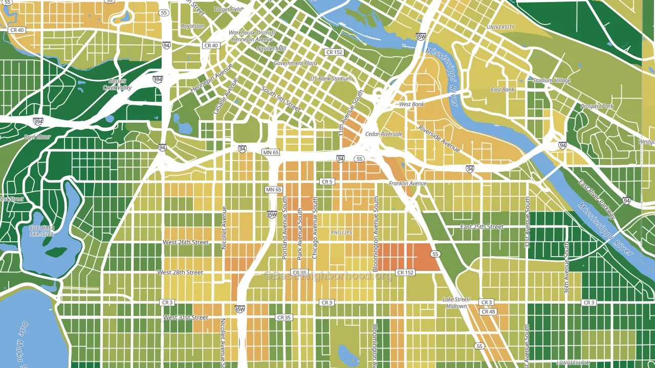 Ventura Village, Minneapolis, MN block-group voter-turnout map