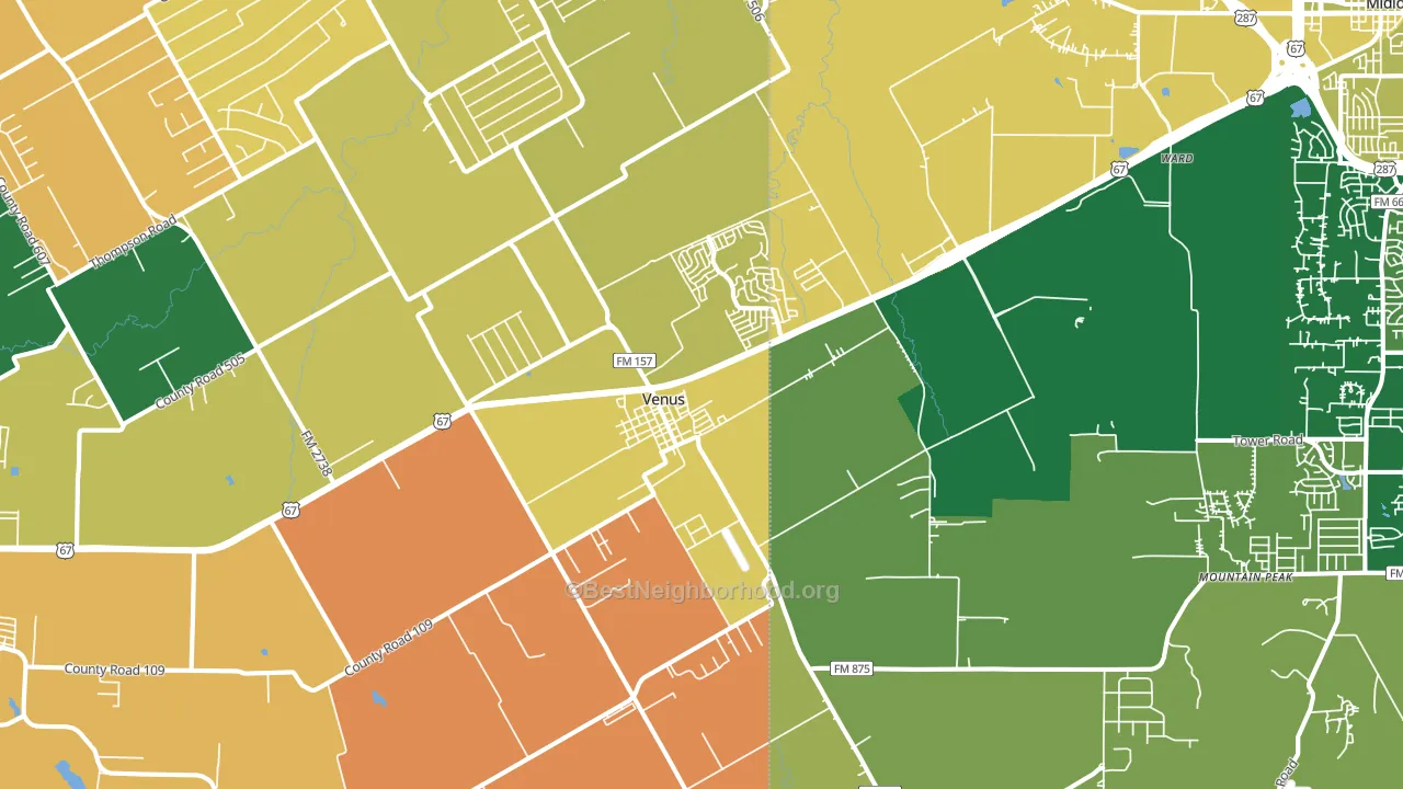 Venus, TX block-group voter-turnout map