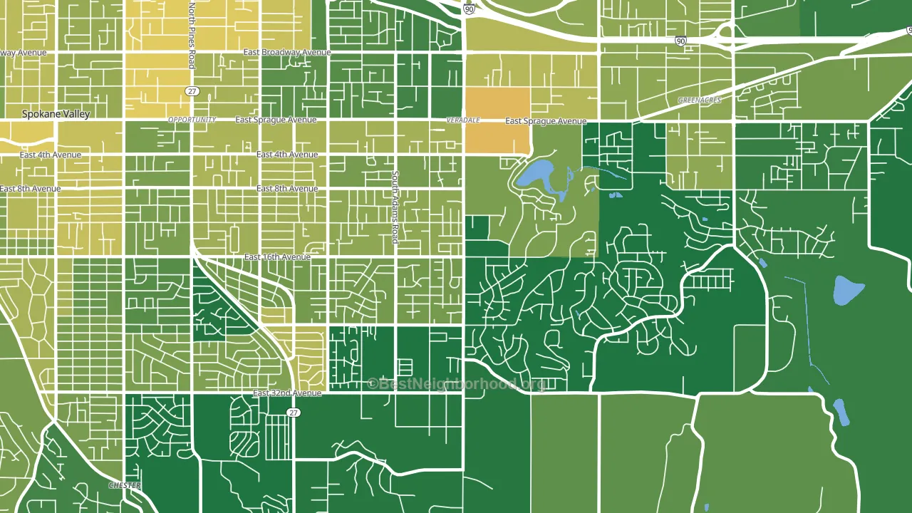 Veradale, WA block-group voter-turnout map