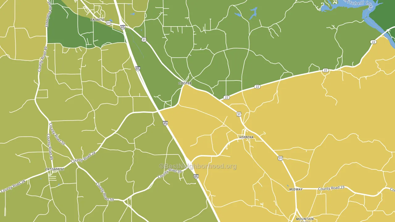 Verbena, AL block-group voter-turnout map