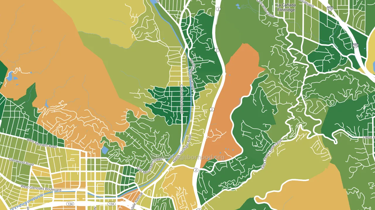Verdugo Woodlands, Glendale, CA block-group voter-turnout map
