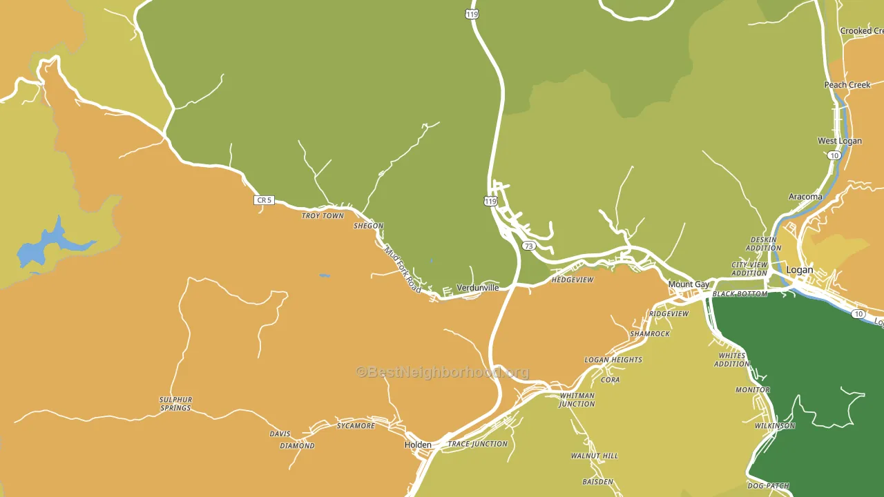Verdunville, WV block-group voter-turnout map