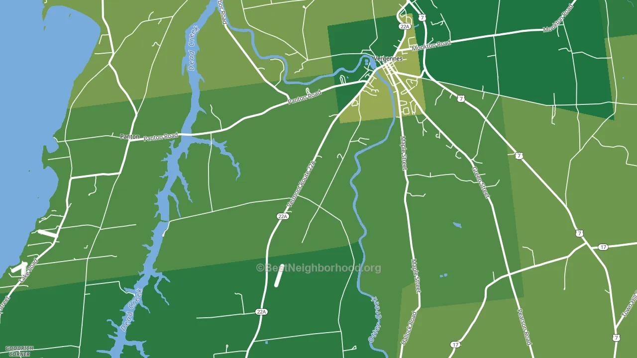 Vergennes, VT block-group voter-turnout map