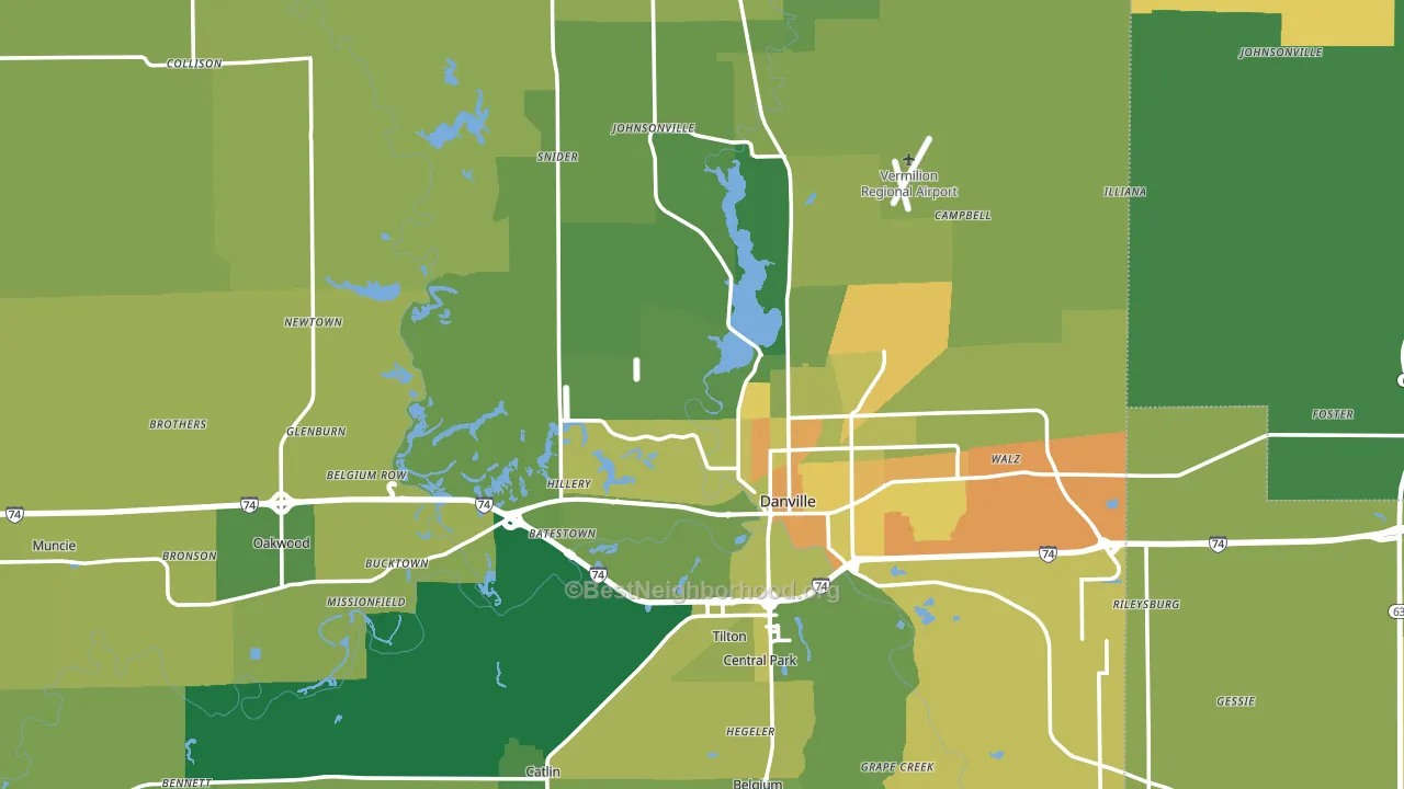Vermilion County, IL block-group voter-turnout map