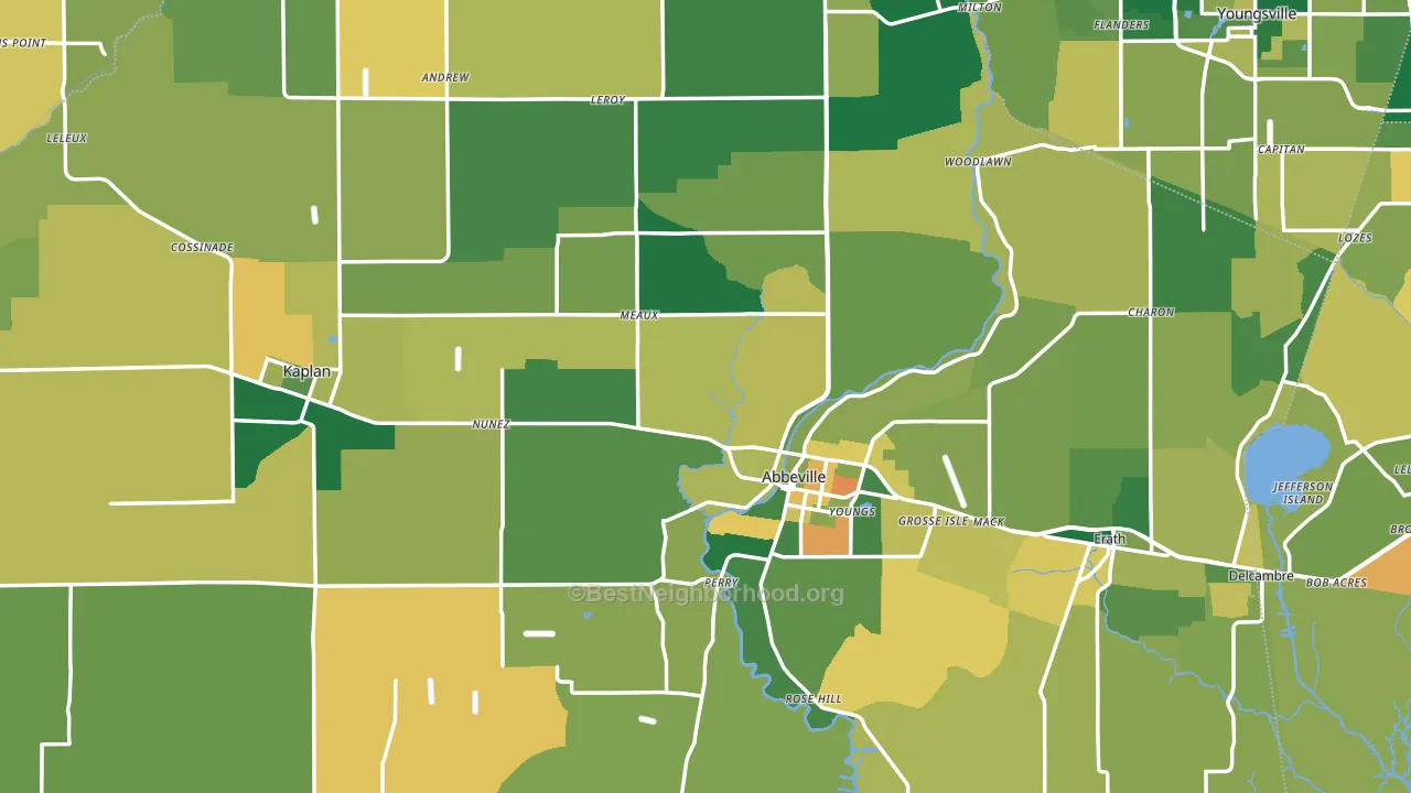 Vermilion Parish, LA block-group voter-turnout map
