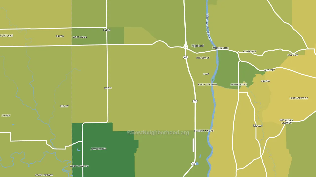 Vermillion County, IN block-group voter-turnout map