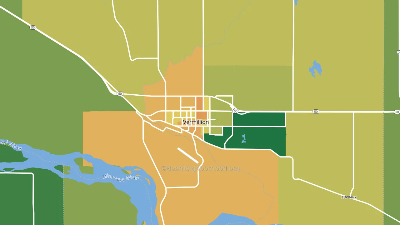 Vermillion, SD block-group voter-turnout map
