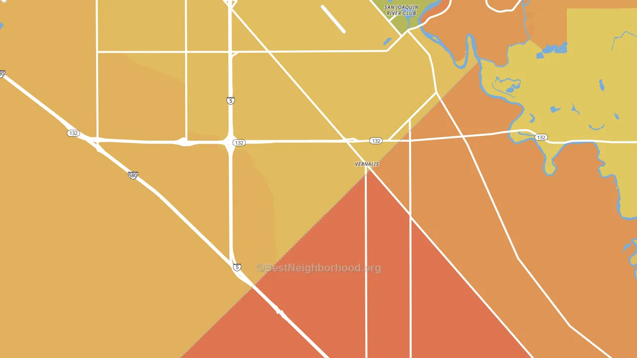 Vernalis, CA block-group voter-turnout map