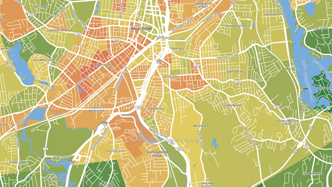 Vernon Hill, Worcester, MA block-group voter-turnout map