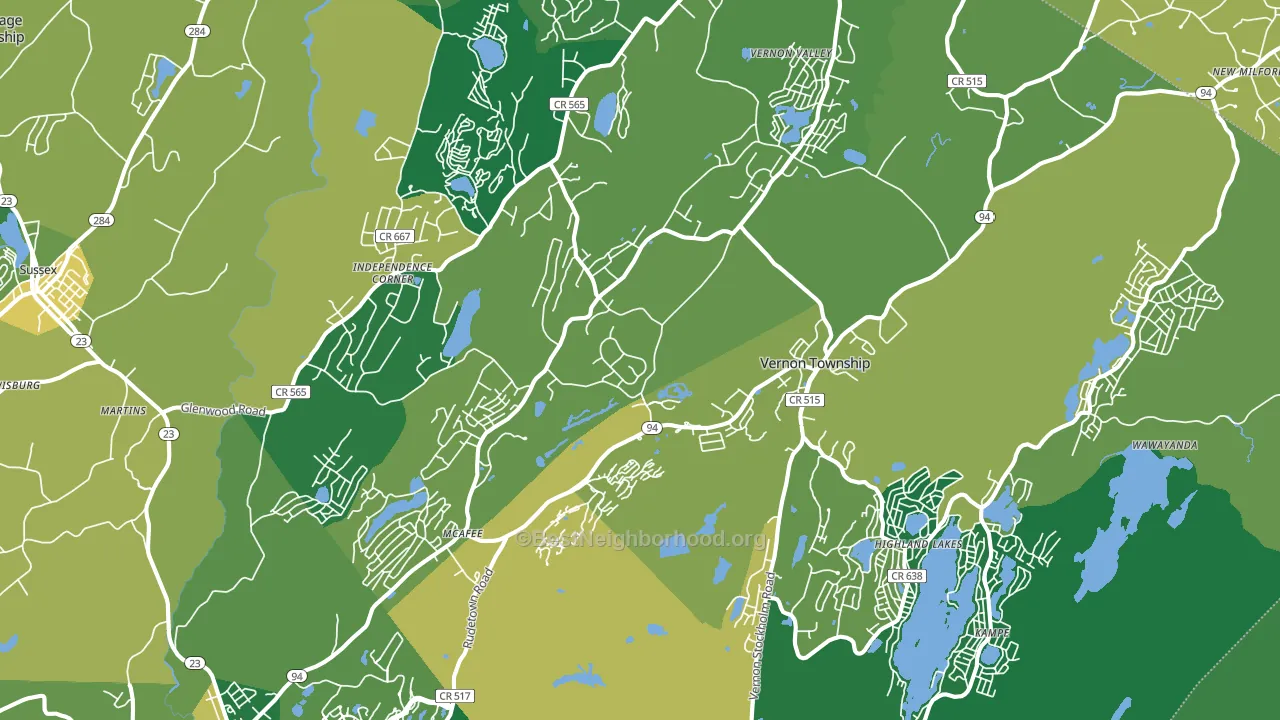 Vernon, NJ block-group voter-turnout map