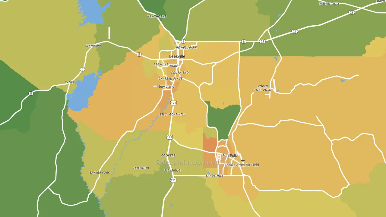 Vernon Parish, LA block-group voter-turnout map