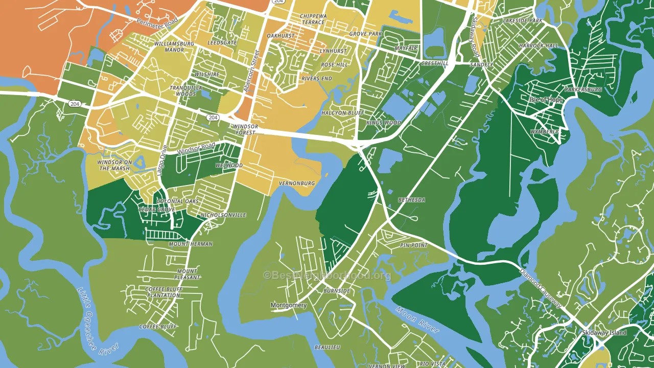 Vernonburg, GA block-group voter-turnout map