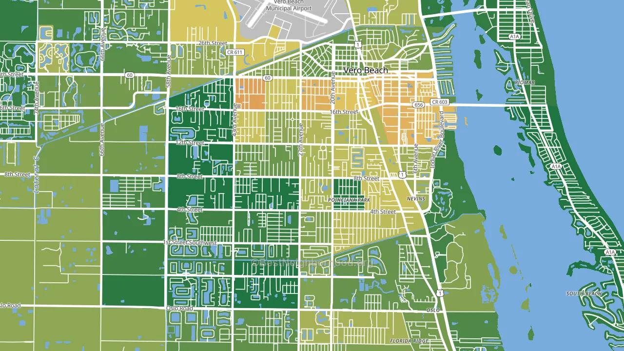 Vero Beach South, FL block-group voter-turnout map