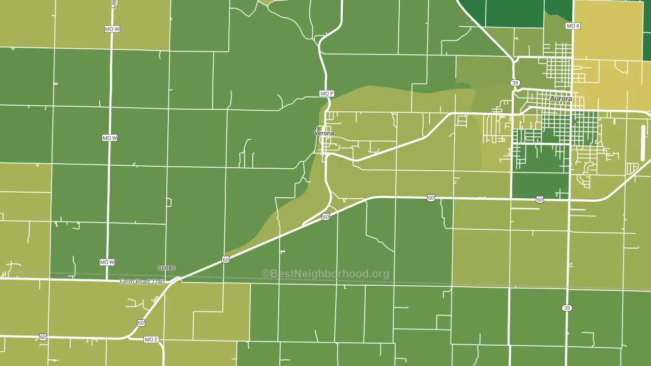 Verona, MO block-group voter-turnout map