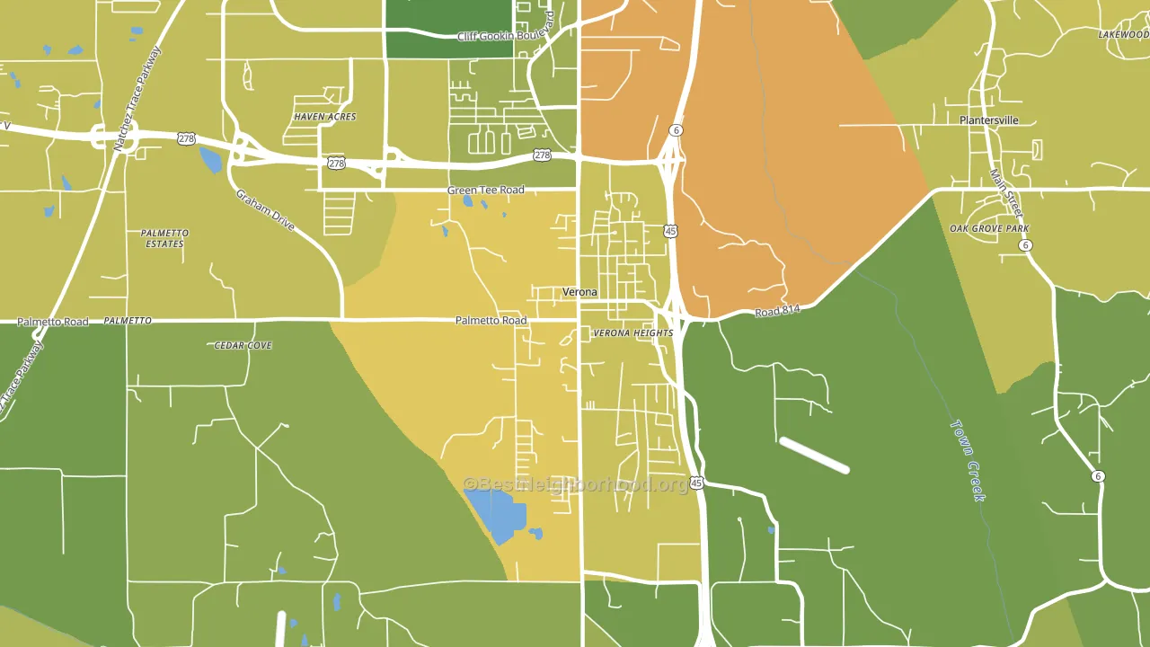 Verona, MS block-group voter-turnout map