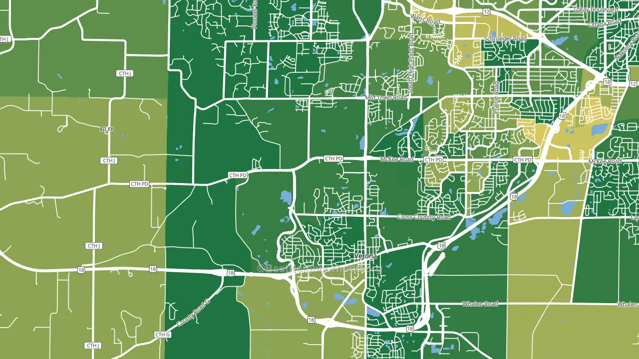 Verona, WI block-group voter-turnout map