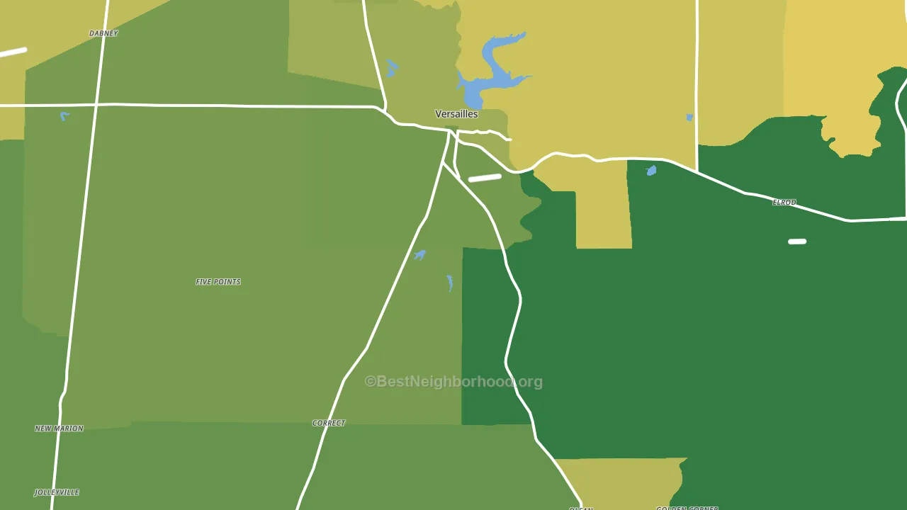 Versailles, IN block-group voter-turnout map