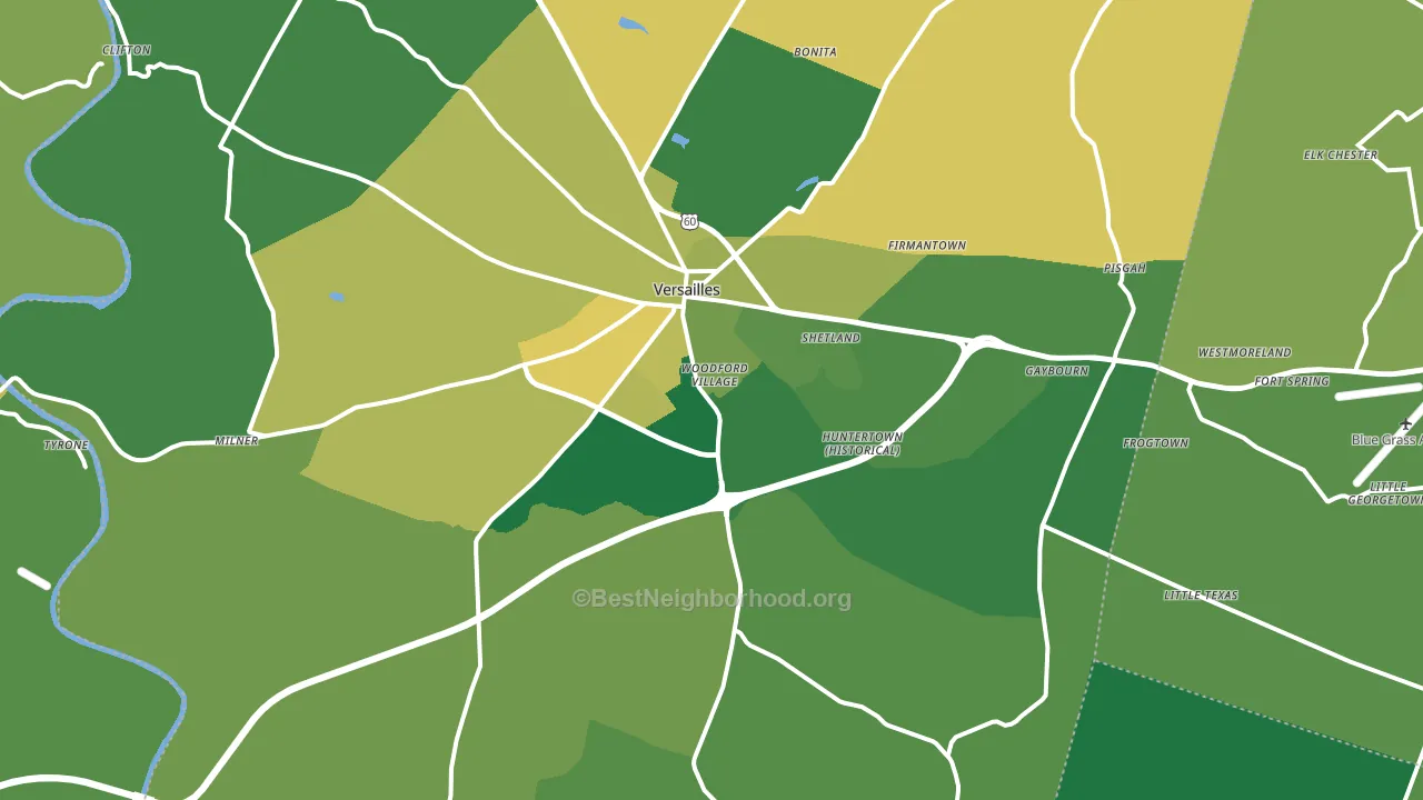 Versailles, KY block-group voter-turnout map