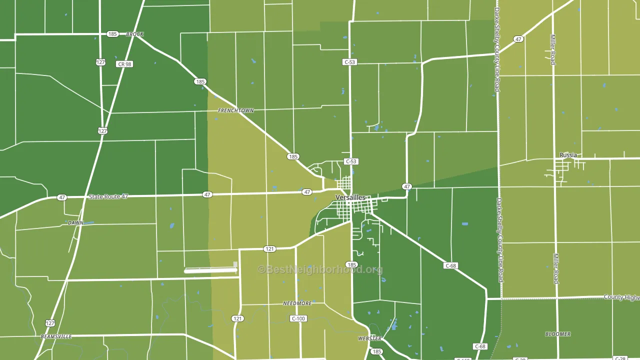 Versailles, OH block-group voter-turnout map