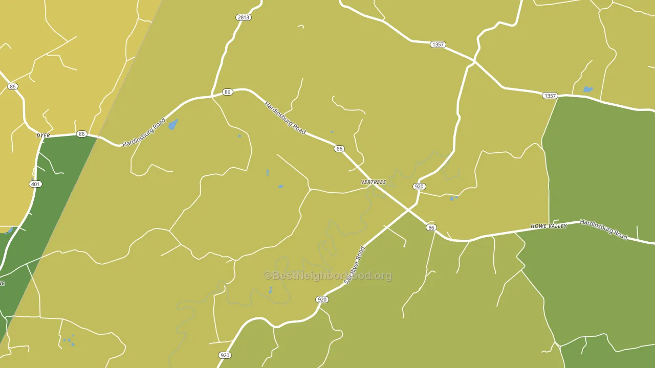 Vertrees, KY block-group voter-turnout map