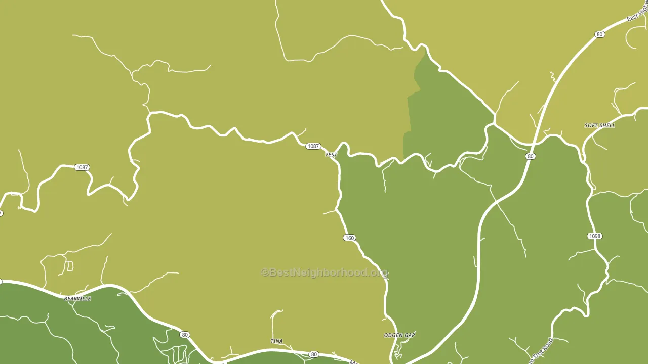 Vest, KY block-group voter-turnout map
