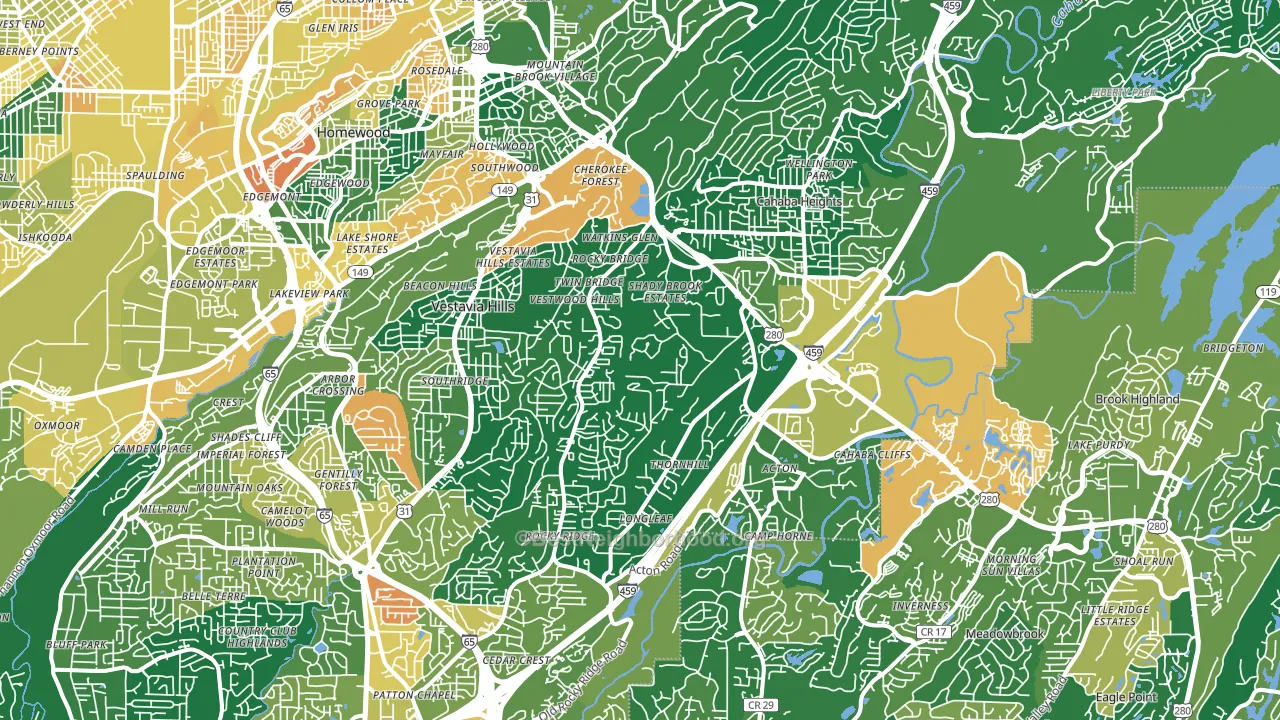 Vestavia Hills, AL block-group voter-turnout map
