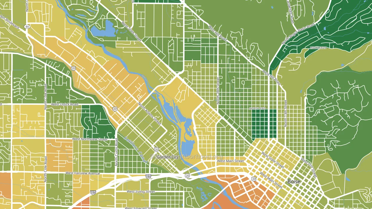 Veterans Park, Boise, ID block-group voter-turnout map