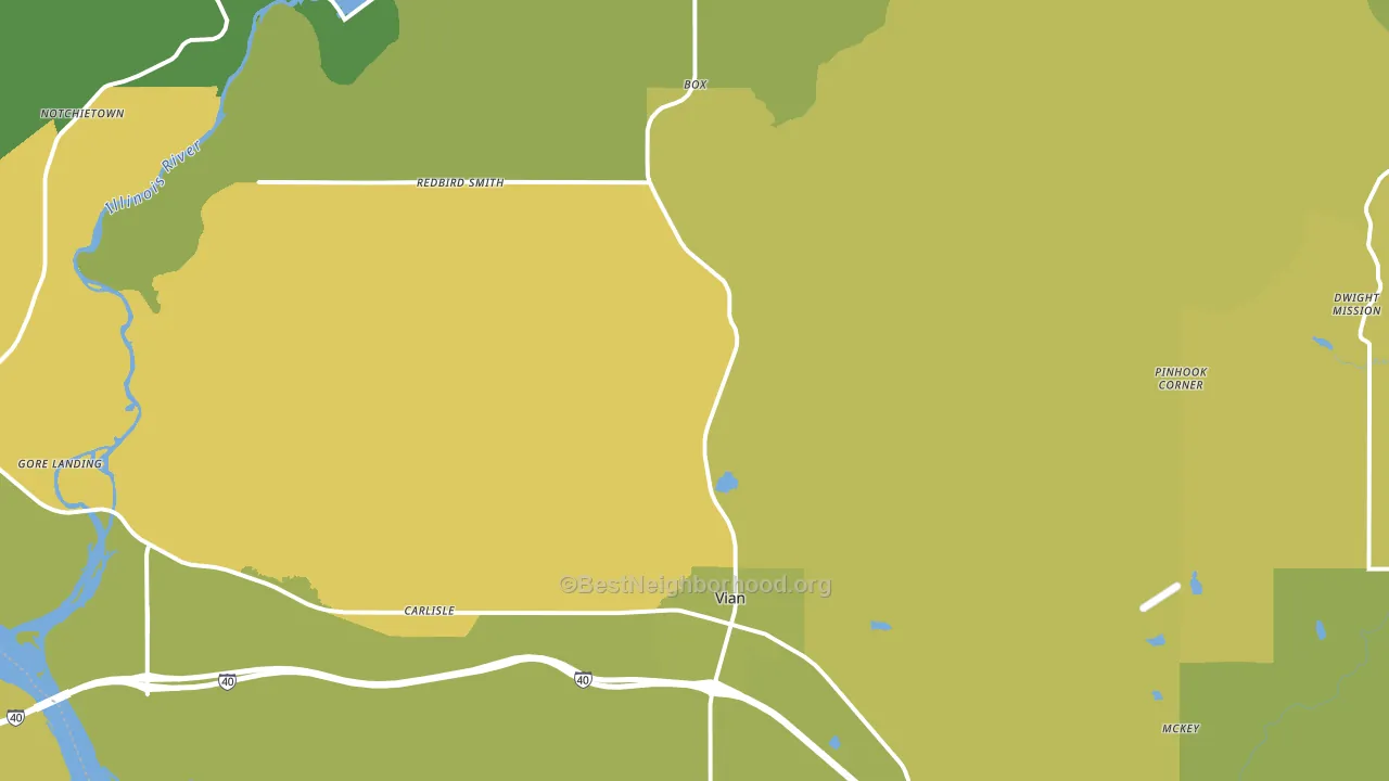 Vian, OK block-group voter-turnout map