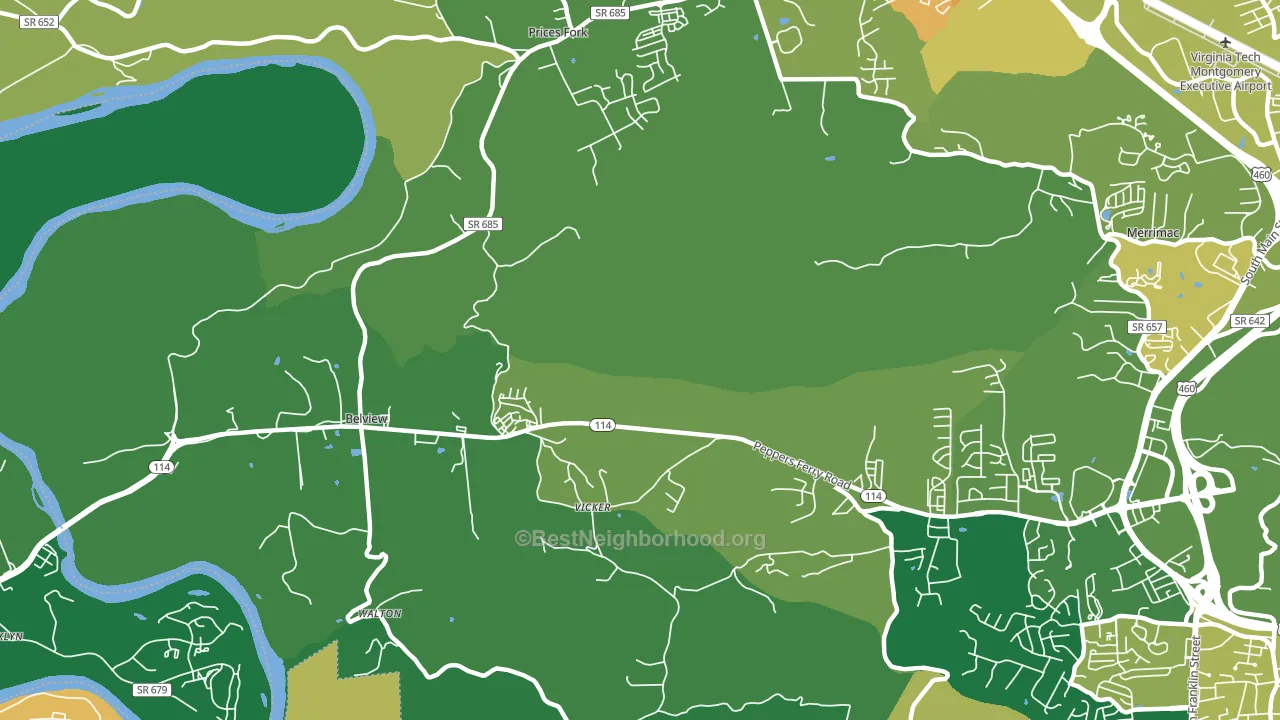 Vicker, VA block-group voter-turnout map