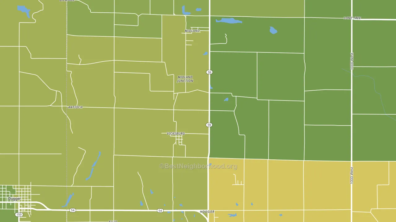 Vicksburg, IN block-group voter-turnout map