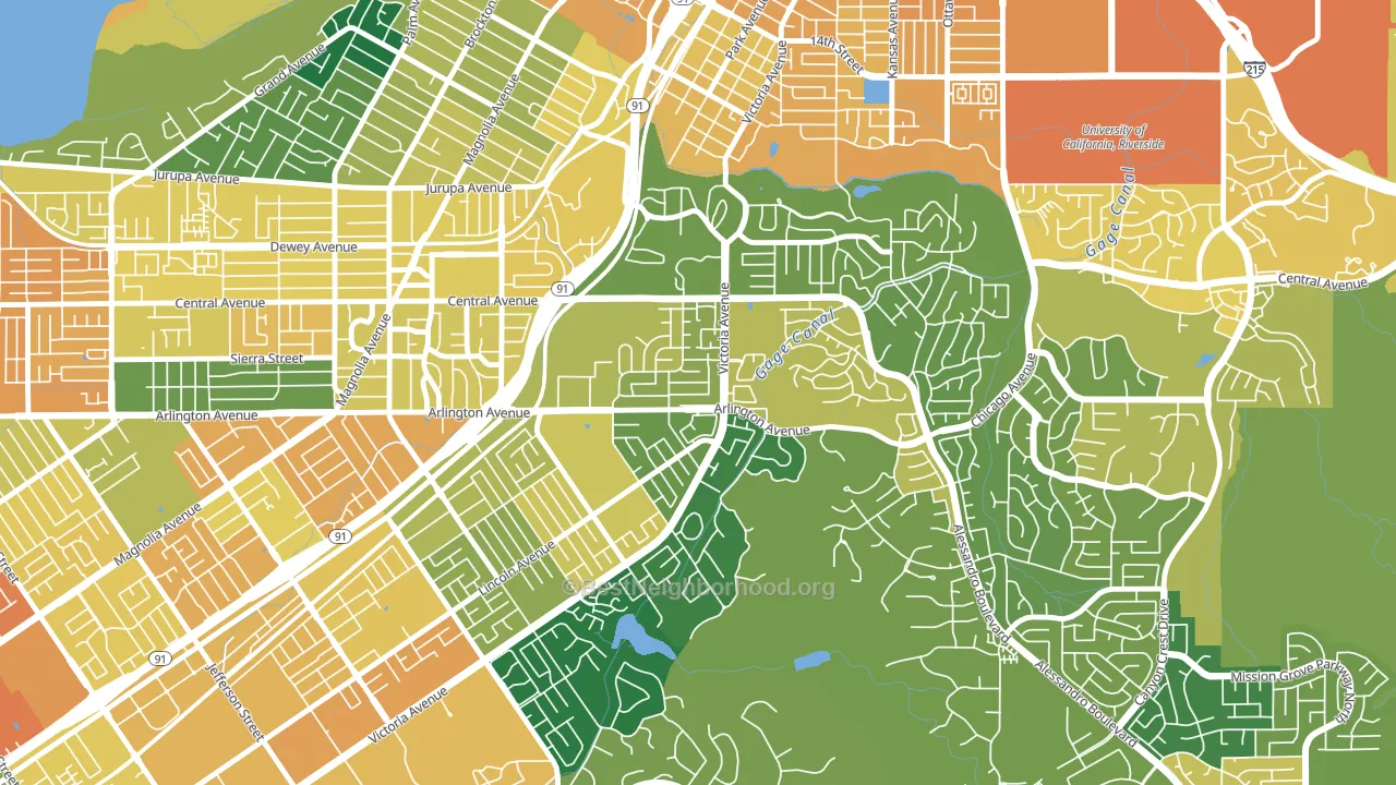 Victoria, Riverside, CA block-group voter-turnout map