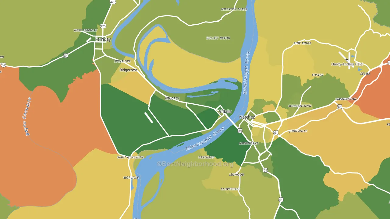 Vidalia, LA block-group voter-turnout map