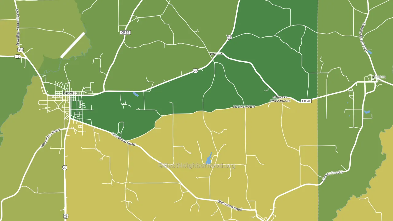 Vidette, AL block-group voter-turnout map