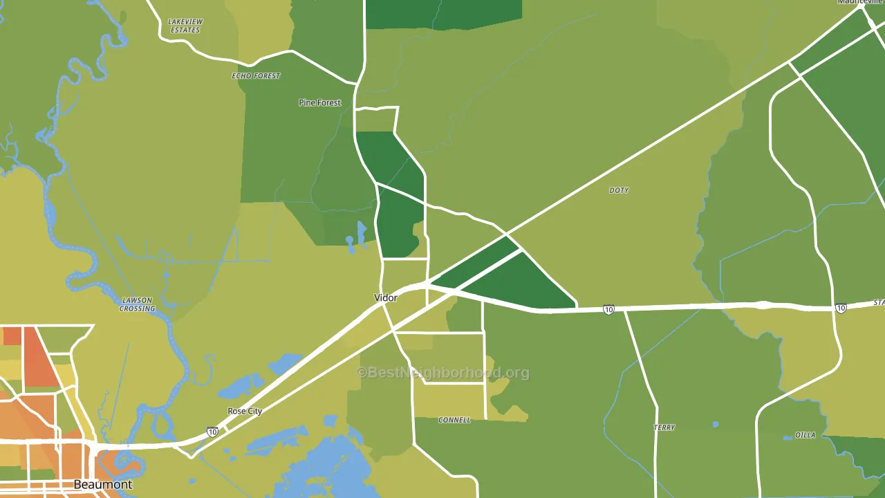 Vidor, TX block-group voter-turnout map