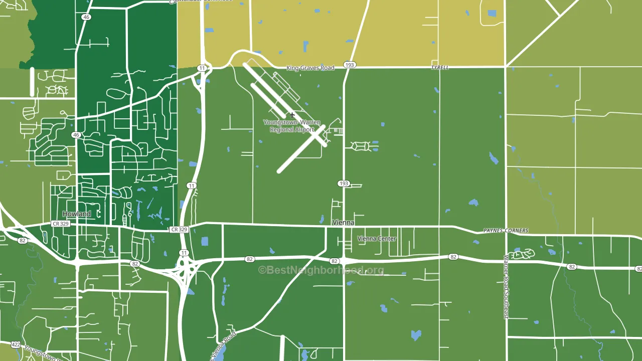 Vienna, OH block-group voter-turnout map