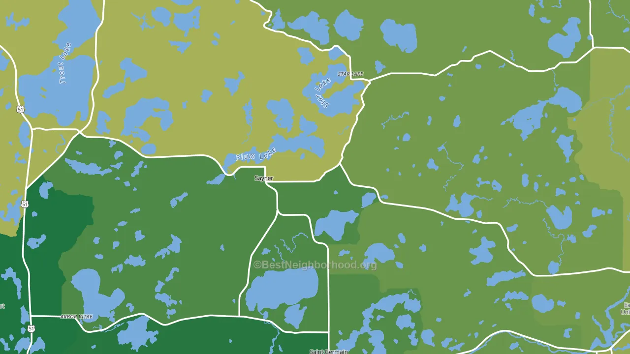 Vilas County, WI block-group voter-turnout map