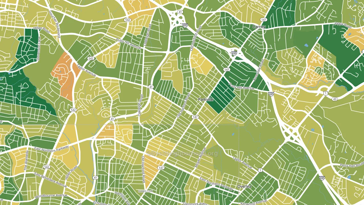 Villa Cresta, Parkville, MD block-group voter-turnout map