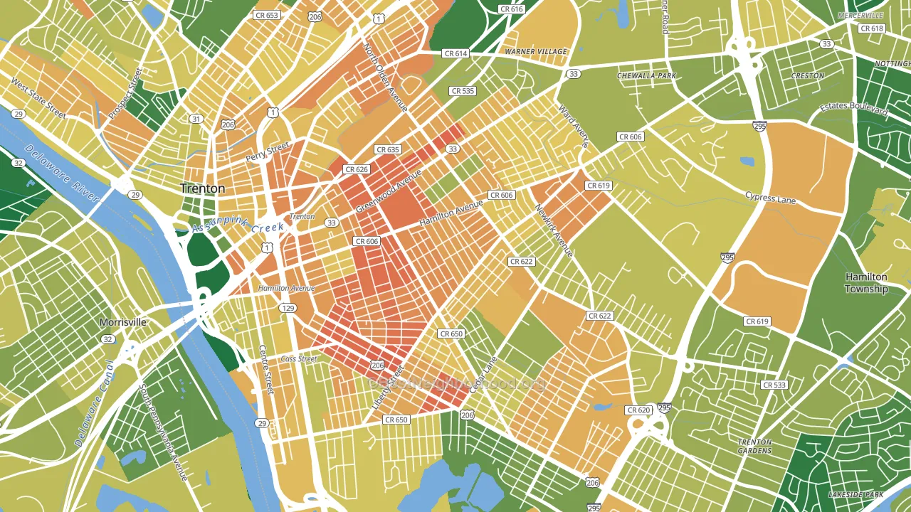 Villa Park, Trenton, NJ block-group voter-turnout map