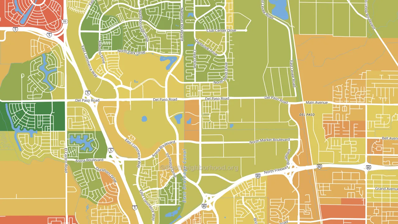 Village 5, Sacramento, CA block-group voter-turnout map